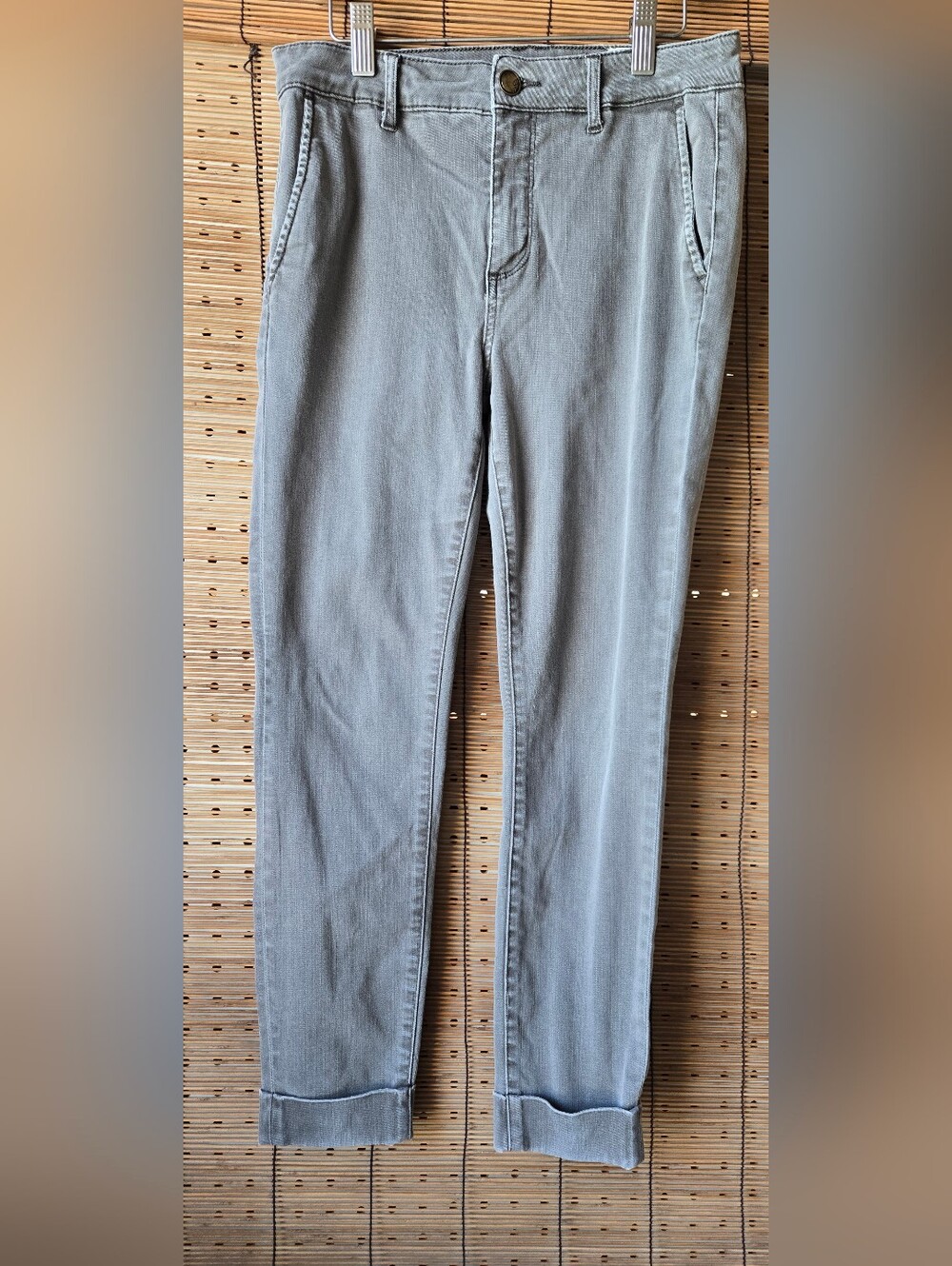Cosmic Blue Love Women's Gray Stretch Skinny Jeans Size 26 Cuffed Ankle Mid Rise